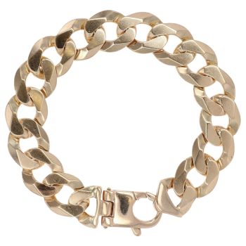 9ct Yellow Gold Plain Curb Bracelet 9"