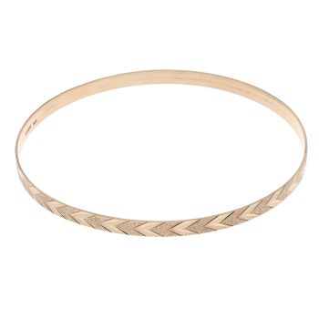 9ct Yellow Gold Patterned Solid Bangle