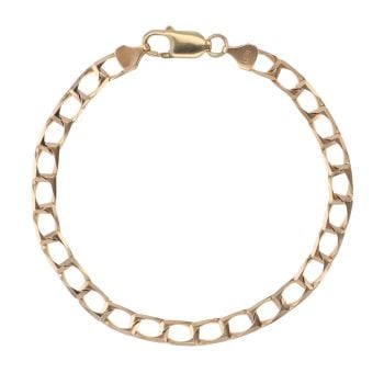 9ct Yellow Gold Square Curb Bracelet 8"