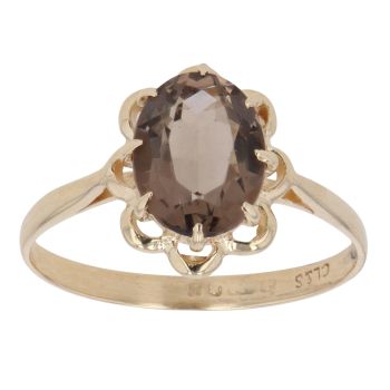 9ct Yellow Gold Smoky Quartz Solitaire Ring