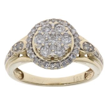 9ct Yellow Gold 0.56ct Diamond Cluster Ring