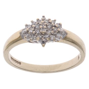 9ct Yellow Gold 0.18ct Brilliant Cut Diamond Cluster Ring