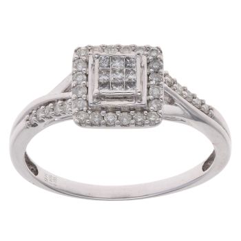 9ct White Gold 0.45ct Diamond Cluster Ring