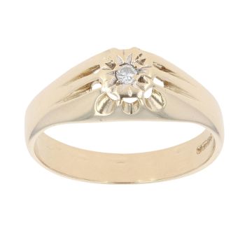 9ct Yellow Gold 0.05ct Diamond Signet Ring