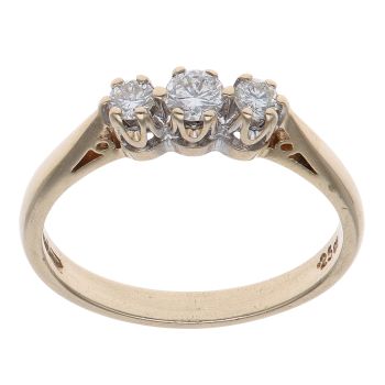 9ct Yellow Gold 0.25ct Brilliant Cut Diamond Trilogy Ring