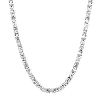 Sterling Silver Solid 3.5mm Byzantine Chain Necklace