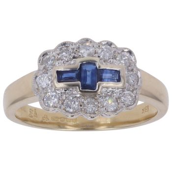 18ct Yellow Gold 0.35ct Diamond And Sapphire Cluster Ring