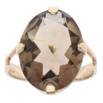 9ct Yellow Gold Smoky Quartz Solitaire Ring