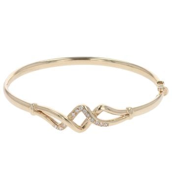 9ct Yellow Gold Cubic Zirconia Crossover Bangle