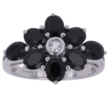 9ct White Gold Cubic Zirconia and Sapphire Cluster Ring