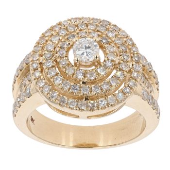 9ct Yellow Gold Diamond Halo Cluster Ring by Anya Belle