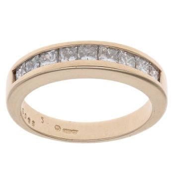 14ct Yellow Gold 0.80ct Princess Cut Diamond Half Eternity Ring