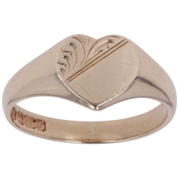 9ct Yellow Gold Plain Heart Signet Ring