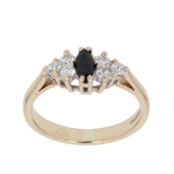 9ct Yellow Gold Cubic Zirconia and Sapphire Fancy Ring