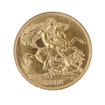 1911 George V Large Head UK Half Sovereign Coin