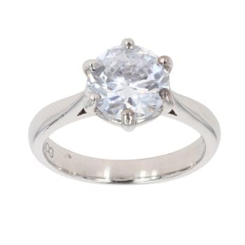 9ct White Gold Cubic Zirconia Single Stone Ring