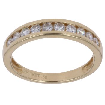 18ct Yellow Gold 0.50ct Brilliant Cut Diamond Half Eternity Ring