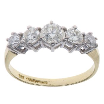 18ct Yellow Gold 1.00ct Brilliant Cut Diamond Five Stone Ring