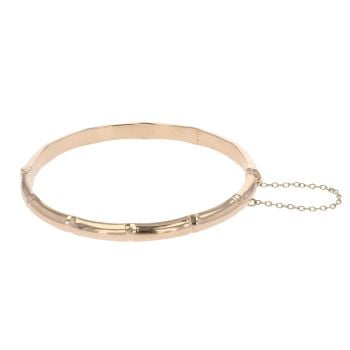 9ct Yellow Gold Bamboo Patterned Hinged Bangle