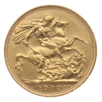 1907 Edward VII Large Head UK Full Sovereign Coin