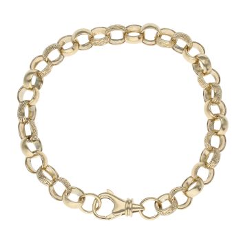 9ct Yellow Gold Patterned Belcher Bracelet 8.5"