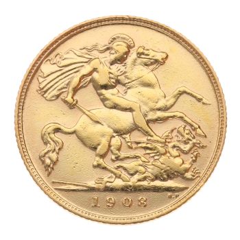 1908 Edward VII Large Head UK Half Sovereign Coin