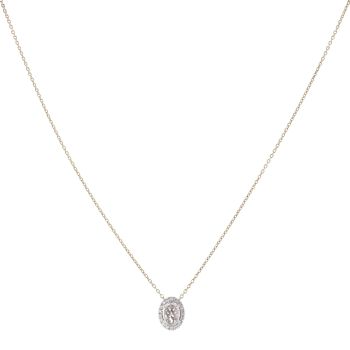 18ct Yellow Gold 0.10ct Diamond and Moissanite Cluster Pendant and Chain 18"