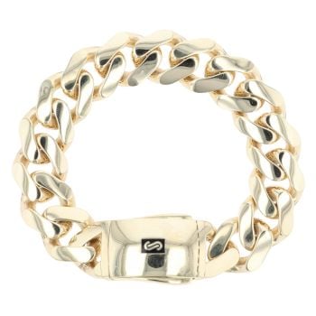 14ct Yellow Gold Monaco Curb Classic Plain Lock Bracelet 8.5"