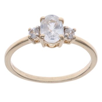 9ct Yellow Gold Cubic Zirconia Three Stone Ring
