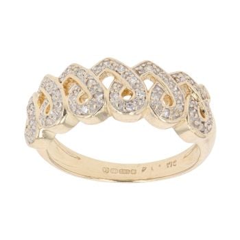 14ct Yellow Gold 0.14ct Brilliant Cut Diamond Celtic Hearts Ring