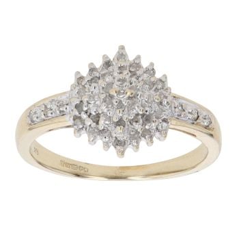 9ct Yellow Gold 0.25ct Diamond Cluster Ring
