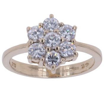 9ct Yellow Gold Cubic Zirconia Cluster Ring