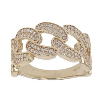 9ct Yellow Gold Cubic Zirconia Fancy Curb Style Ring