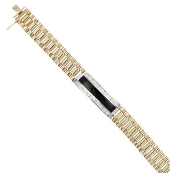 9ct Yellow Gold 2.50ct Diamond and Onyx Bracelet 8"