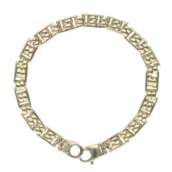 9ct Yellow Gold Double Link Fancy Bracelet 7.5"
