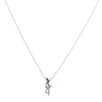9ct Yellow and White Gold Cubic Zirconia Pendant and Chain 18"