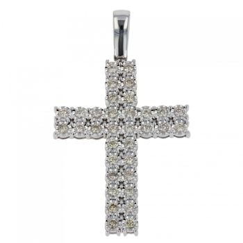 9ct White Gold 3.00cts Diamond Cross Pendant
