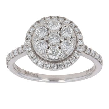 18ct White Gold 1.00ct Brilliant Cut Diamond Cluster Ring