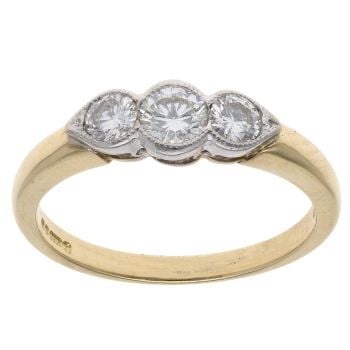 18ct Yellow Gold 0.50ct Brilliant Cut Diamond Trilogy Ring
