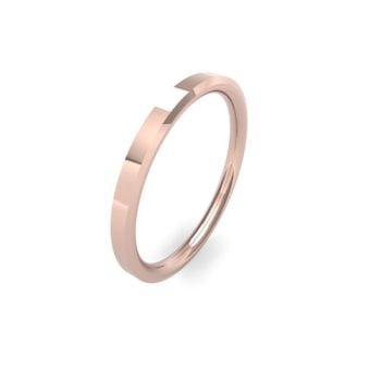 18ct Rose Gold 2mm Soft Chamfered Edge Wedding Band