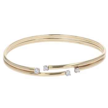 9ct Yellow Gold Cubic Zirconia Double Bangle