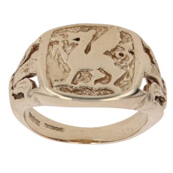 9ct Yellow Gold Welsh Dragon Signet Ring