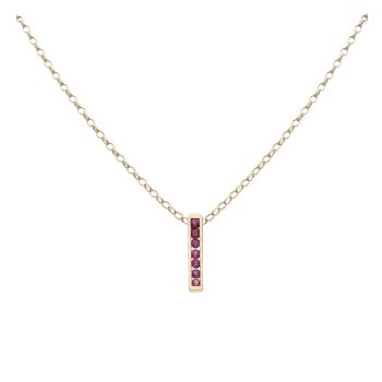 9ct Yellow Gold Pink Gemstone Fancy Pendant and Chain 18"