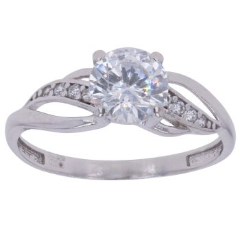 9ct White Gold Cubic Zirconia Single Stone Ring