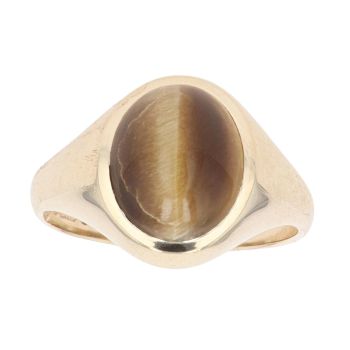 9ct Yellow Gold Tiger's Eye Cabochon Signet Ring