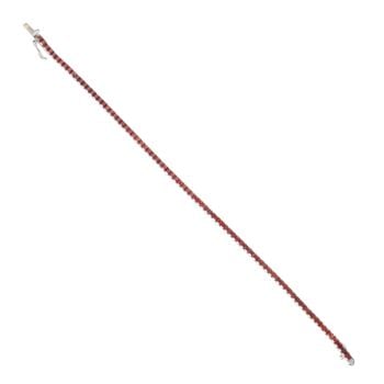 18ct White Gold Garnet Bracelet 7"
