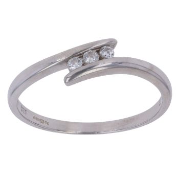 9ct White Gold Three Stone Cubic Zirconia Ring