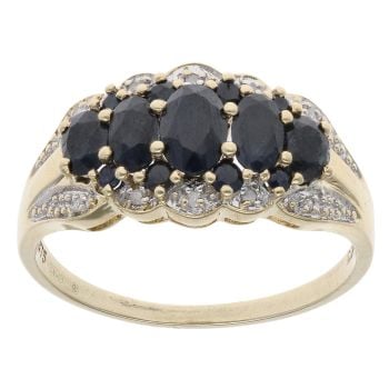 9ct Yellow Gold 0.05ct Diamond and Sapphire Fancy Ring