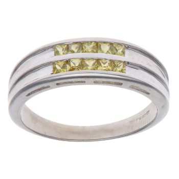9ct White Gold Yellow Gemstone Fancy Ring