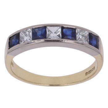 18ct Yellow Gold 0.50ct French Cut Diamond and Sapphire Ring